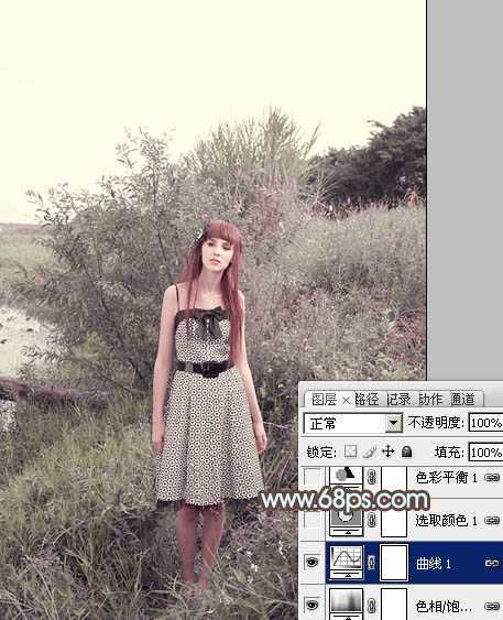 ‘ps利用通道替换制作淡雅的青色外景人物图片效果‘