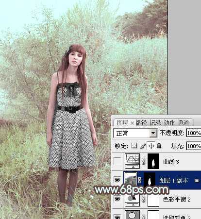 ‘ps利用通道替换制作淡雅的青色外景人物图片效果‘