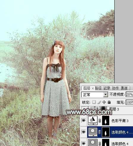 ‘ps利用通道替换制作淡雅的青色外景人物图片效果‘