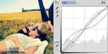 ‘Photoshop调出外景人物图片柔美的紫红色‘