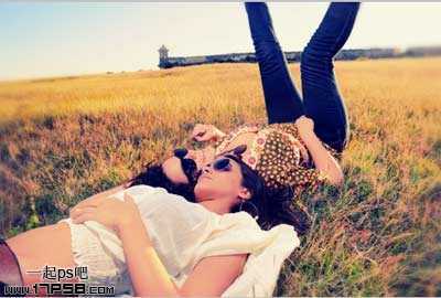 ‘Photoshop调出外景人物图片柔美的紫红色‘