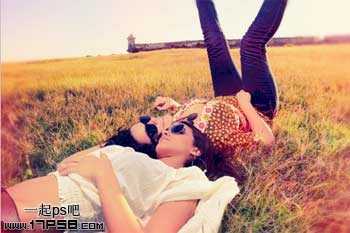 ‘Photoshop调出外景人物图片柔美的紫红色‘