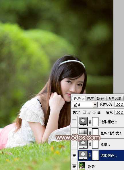 ‘Photoshop为甜美的外景美女加上漂亮的粉褐色‘