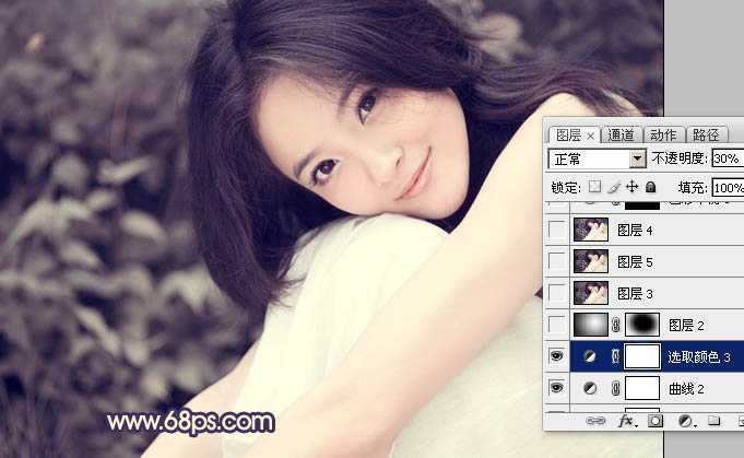 photoshop调出外景人物图片淡雅的黄褐色