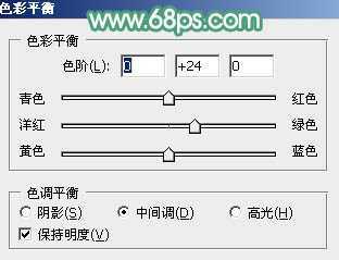 ‘Photoshop为小路边的美女调制出甜美清爽的青红色‘