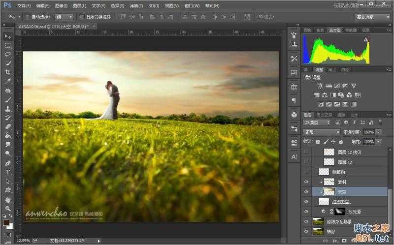 ‘Photoshop调出外景婚片小清新色调的效果图‘