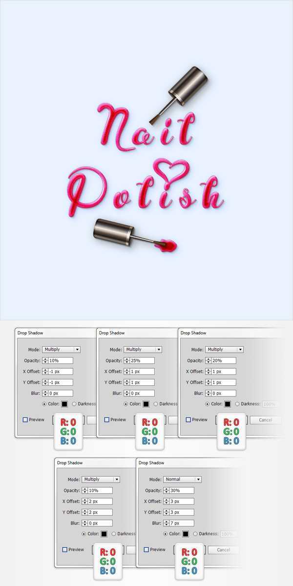 ‘PS创建一个神话般的指甲油文字效果技巧详介‘