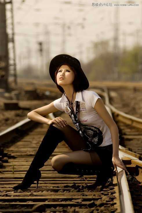 Photoshop调出美女冷冷的复古黄色调,PS教程