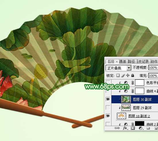 ‘Photoshop设计制作夏日清凉的水墨油纸扇‘