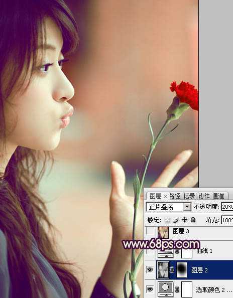 ‘Photosho将写意人物图片调出柔和的淡暖色‘