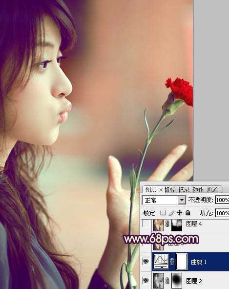 ‘Photosho将写意人物图片调出柔和的淡暖色‘