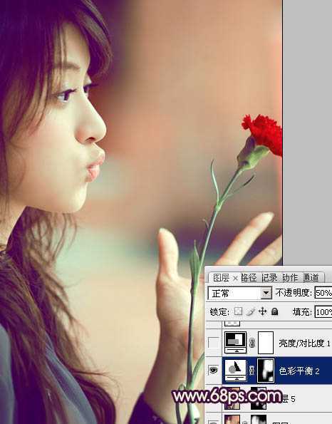 ‘Photosho将写意人物图片调出柔和的淡暖色‘