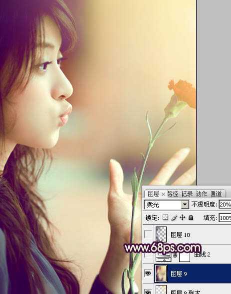 ‘Photosho将写意人物图片调出柔和的淡暖色‘