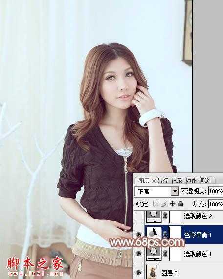 ‘Photoshop为室内美女增加上甜美的淡蓝色‘