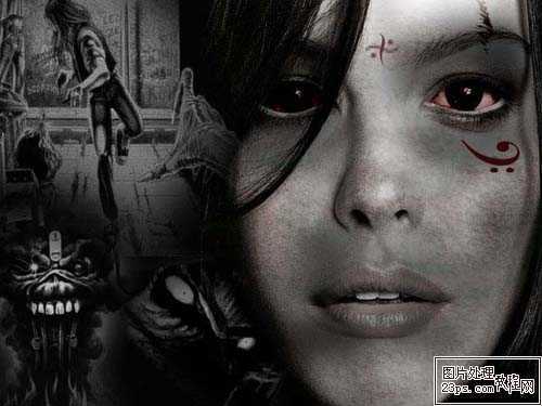 ‘ps将美女合成黑暗邪恶的女魔效果‘