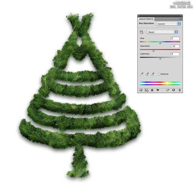 Photoshop制作挂满彩灯的漂亮圣诞树