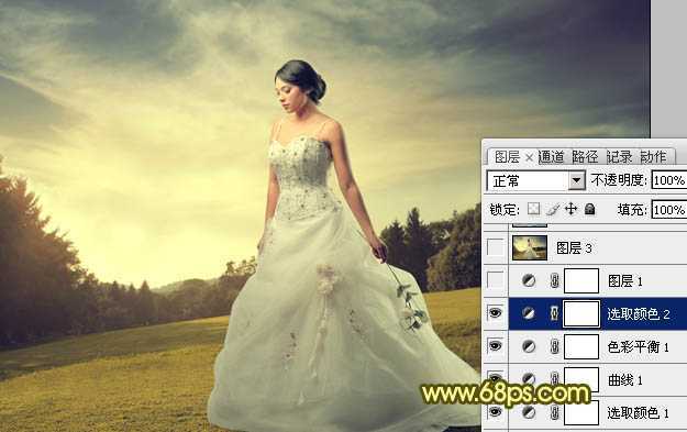 ‘Photoshop将外景婚片调成柔美的暖调‘