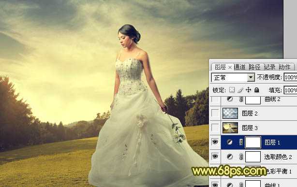 ‘Photoshop将外景婚片调成柔美的暖调‘