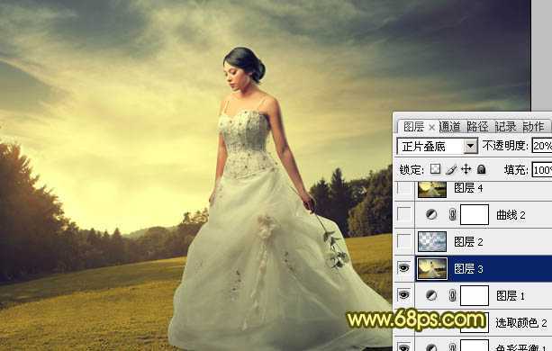 ‘Photoshop将外景婚片调成柔美的暖调‘