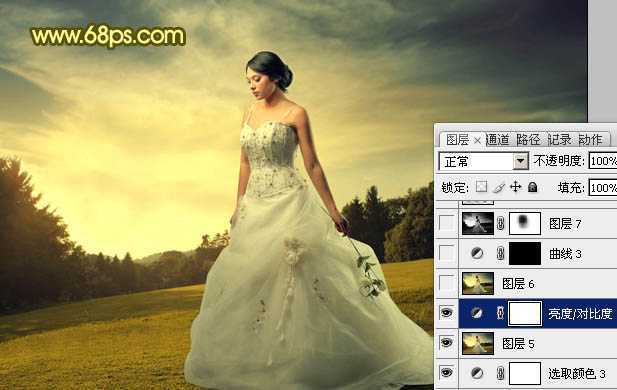 ‘Photoshop将外景婚片调成柔美的暖调‘
