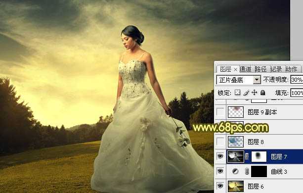 ‘Photoshop将外景婚片调成柔美的暖调‘