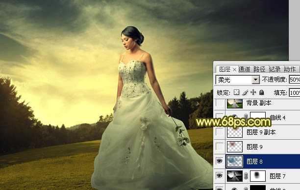 ‘Photoshop将外景婚片调成柔美的暖调‘
