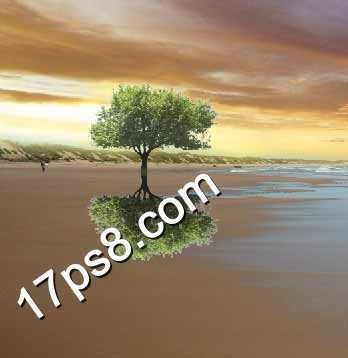 ‘photoshop简单合成漂亮的海边日出场景效果‘