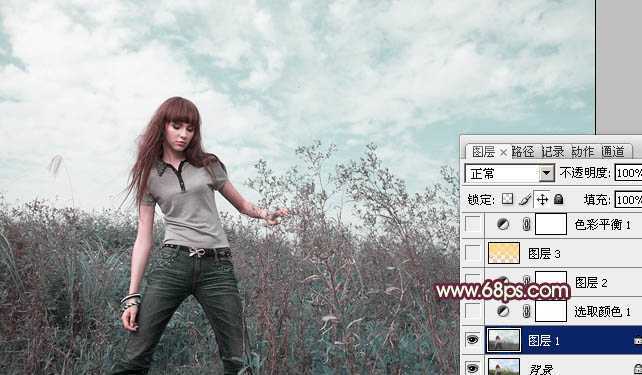 ‘photoshop利用通道快速为荒原人物图片打造出柔和的橙绿色‘