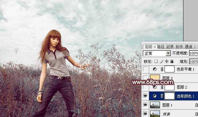 ‘photoshop利用通道快速为荒原人物图片打造出柔和的橙绿色‘