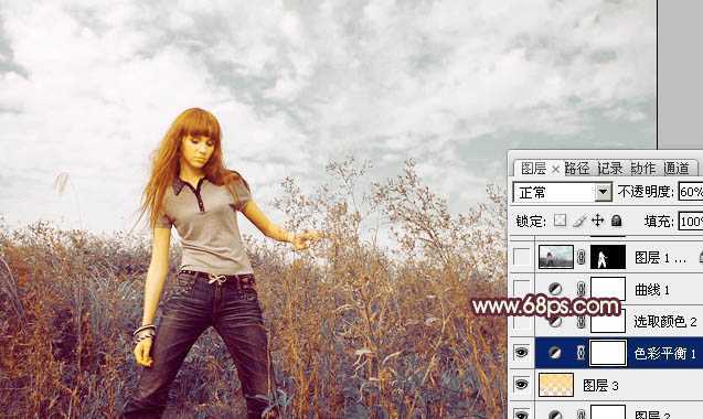 ‘photoshop利用通道快速为荒原人物图片打造出柔和的橙绿色‘