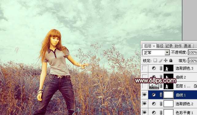 ‘photoshop利用通道快速为荒原人物图片打造出柔和的橙绿色‘