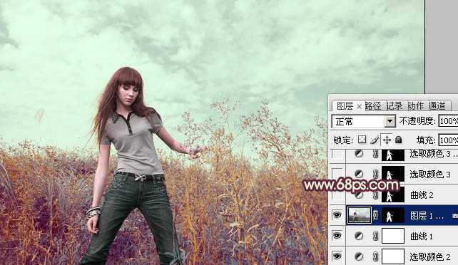 ‘photoshop利用通道快速为荒原人物图片打造出柔和的橙绿色‘