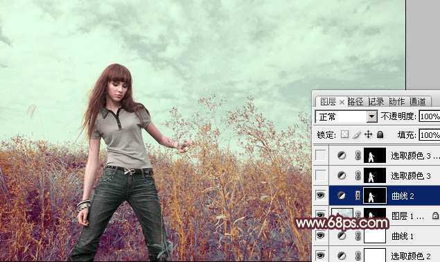‘photoshop利用通道快速为荒原人物图片打造出柔和的橙绿色‘