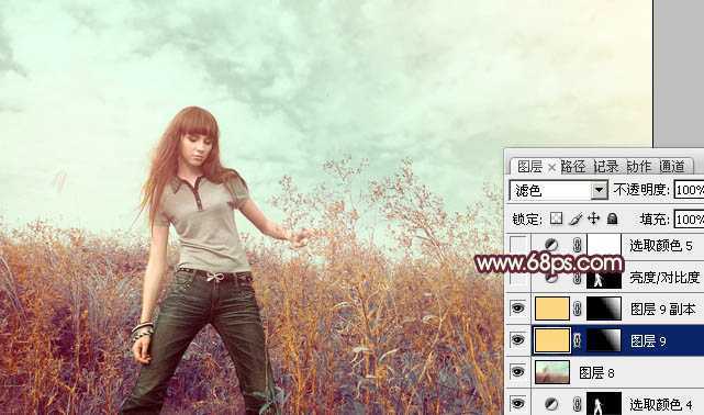 ‘photoshop利用通道快速为荒原人物图片打造出柔和的橙绿色‘