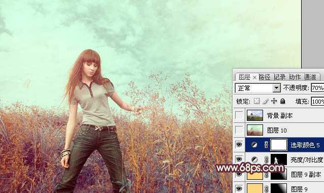 ‘photoshop利用通道快速为荒原人物图片打造出柔和的橙绿色‘