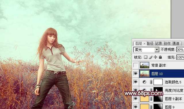 ‘photoshop利用通道快速为荒原人物图片打造出柔和的橙绿色‘