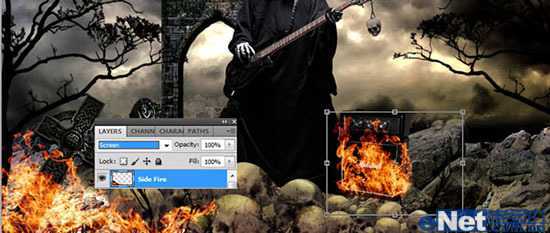 ‘Photoshop合成制作正在弹着火吉他的鬼魂海报特效‘