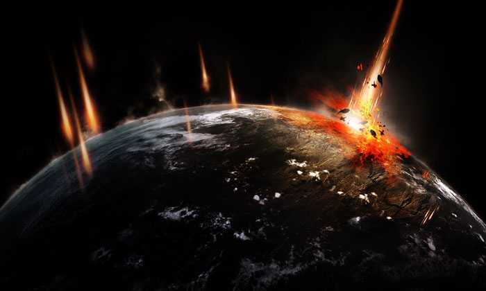 ‘photoshop合成制作出流星撞击星球的壮观景象‘
