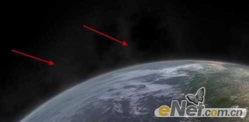 ‘photoshop合成制作出流星撞击星球的壮观景象‘