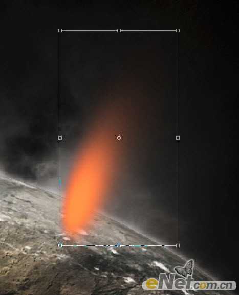 ‘photoshop合成制作出流星撞击星球的壮观景象‘