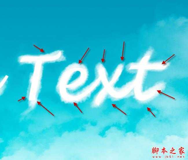 ‘Photoshop设计制作天空中清爽洁白的云朵字‘