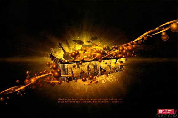 ‘Photoshop打造经典的动感音乐立体字‘