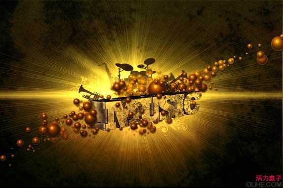 ‘Photoshop打造经典的动感音乐立体字‘