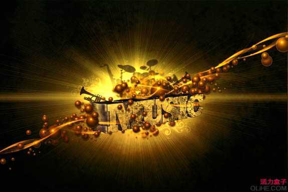 ‘Photoshop打造经典的动感音乐立体字‘