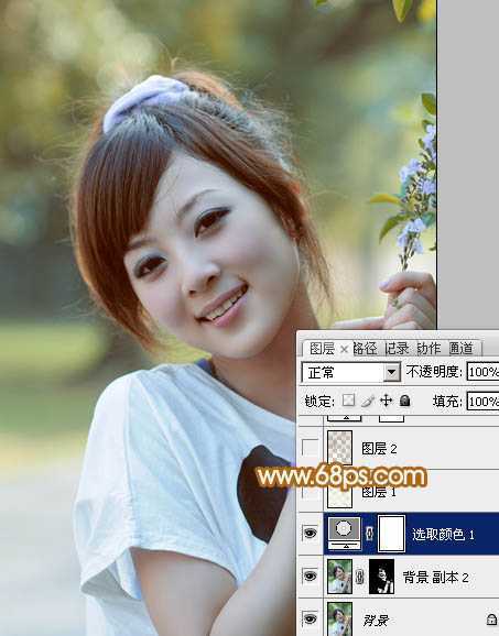 ‘Photoshop为可爱外景人物图片加上暖暖的淡美粉黄色‘