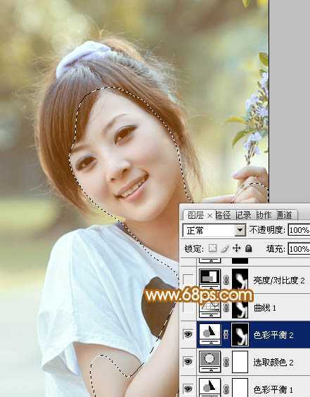 ‘Photoshop为可爱外景人物图片加上暖暖的淡美粉黄色‘