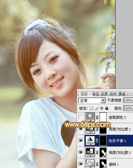 ‘Photoshop为可爱外景人物图片加上暖暖的淡美粉黄色‘
