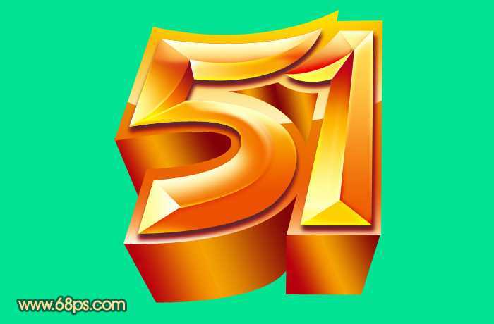 ‘Photoshop打造超酷的五一黄金立体字效果‘