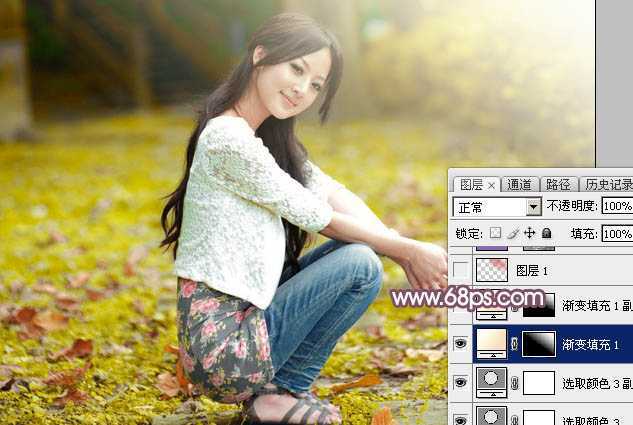 ‘Photoshop为外景美女图片打造甜美的橙色秋季效果‘