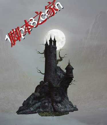 ‘photoshop合成制作美女在恐怖山谷城堡当秋千的场景‘